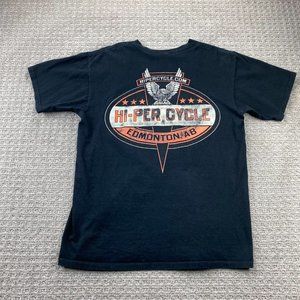 Biker Shirt Men Large L Black Hi-per Cycle Edmonton AB Eagle Skull Motorcycles